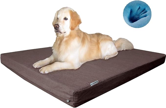 Dogbed4less Luxury XXL Orthopedic Memory Foam Dog Bed for Extra Large Dogs with Durable Waterproof Internal Case, Removable Washable Denim Cover and Bonus Pet Bed Spare Cover, 55X37X4 Inches, Brown - Image 8
