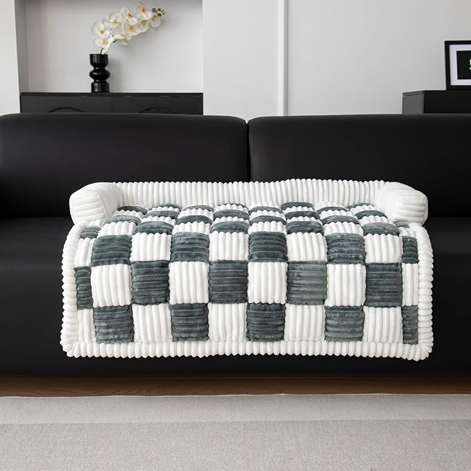 TOPCHANCES Dog Couch Cover,Thickened Quilted Plaid Funny Fuzzy Pet Couch Covers for Sofa,Washable Non Slip Pet Mat Sofa Dog Cover Protector for Large Dogs(Gray,36x36inch) - Image 8