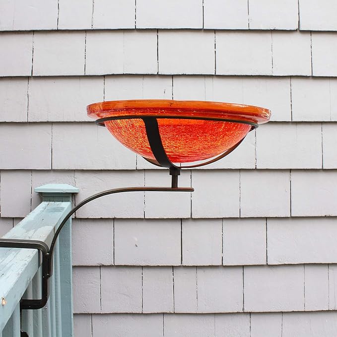 Achla Designs CGB-06M-RM 12 Inch Mandarin Crackle Rail Mount Bracket Birdbath - Image 7