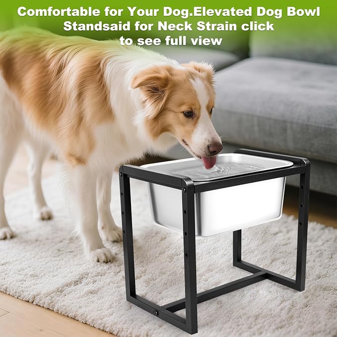 Adjustable Height Elevated Large Dog Water Bowls with Stainless Steel Bowls and Metal Stand,4-Level (8/10/12/14 Inches) Pet Bowl for Dogs for Large Medium Dogs - Durable, Easy to Clean (2gallon) - Image 8