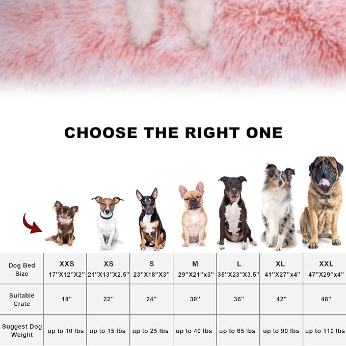 Bedfolks Plush Waterproof Dog Crate Bed, Removable Washable Cover, Faux Fur for Small Dogs & Cats, 23"x18", Pink - Image 7