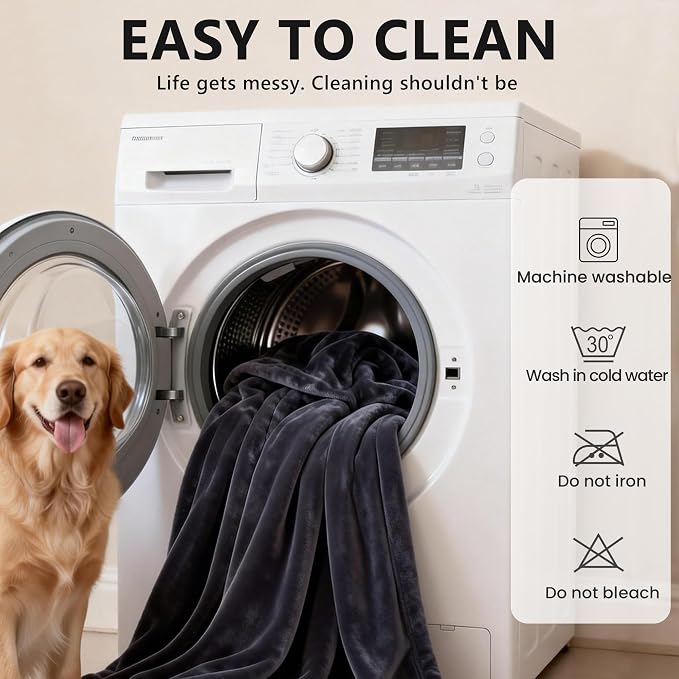 gogobunny Waterproof Reversible Flannel Blanket for Dogs and Cats, Double-Sided Furniture Protector Throw for Sofa, Couch, Bed Against Spills & Pet Fur (50" x 60", Dark Grey/Light Grey) - Image 9