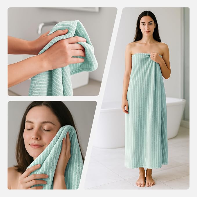 REDKISS 6-Piece Microfiber Bath Towel Set, Ultra Soft, Highly Absorbent & Quick Dry, 35x70 Inch Oversized, sage Green Towels for Bathroom, Spa, Gym, 2 Bath 2 Hand 2 Washcloths - Image 8