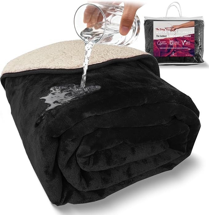 Sacred Weapon Waterproof Blanket for Bed – Leak & Stain Proof Splash Throw – Fuzzy Cuddle Dry Towel, Pad, Couch Cover – Queen & Twin Size – Washable – Black Waterproof Mattress Protector -50x80 in - Image 9