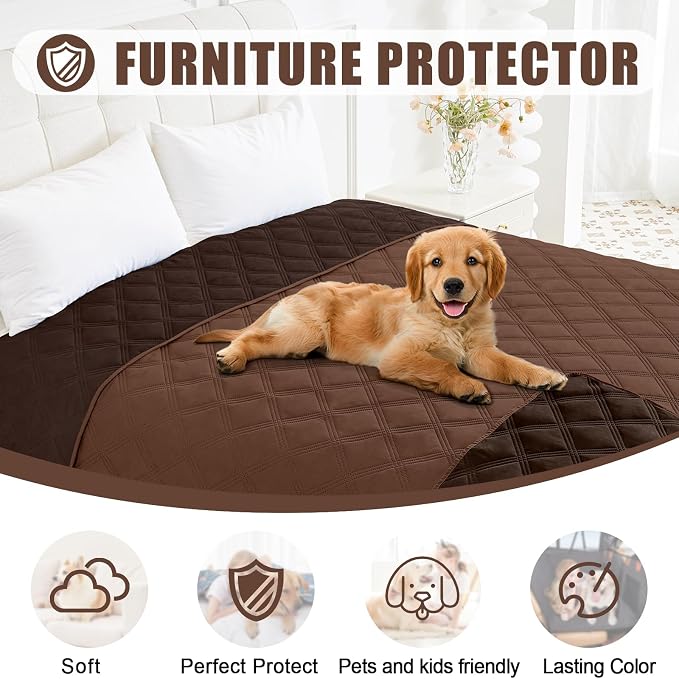 Smiry Waterproof Dog Bed Cover, Reversible Pet Blanket for Sofa Couch | Soft Washable Dog Blanket, Leakproof Couch Cover for Dogs Cats & Furniture Protection, 52x82, Brown/Chocolate - Image 8