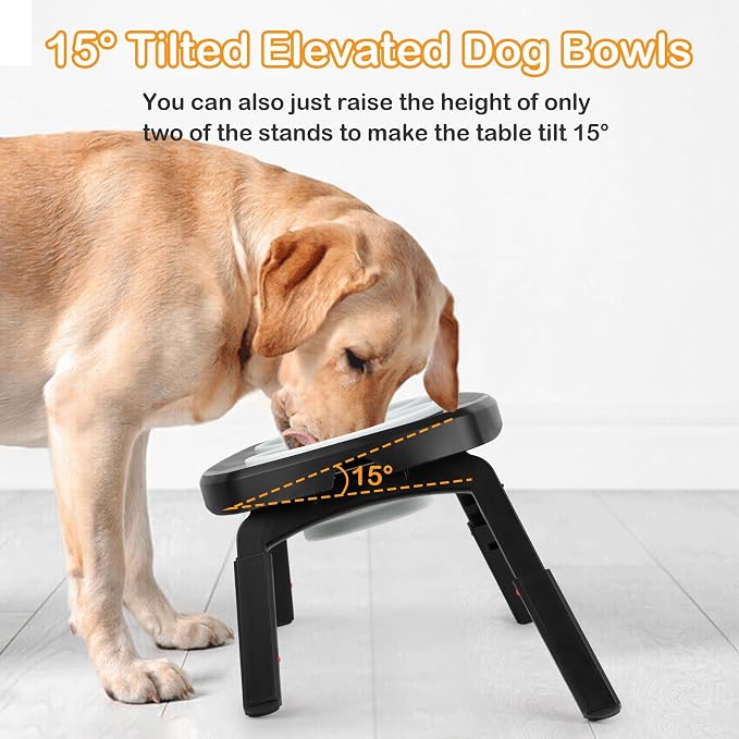 Adjustable Elevated Dog Bowls Stand – 4-Level Height Portable Feeder with Collapsible Silicone Bowls, Non-Slip Base for Medium & Large Dogs – Travel Dog Bowl & Water Dish - Image 7