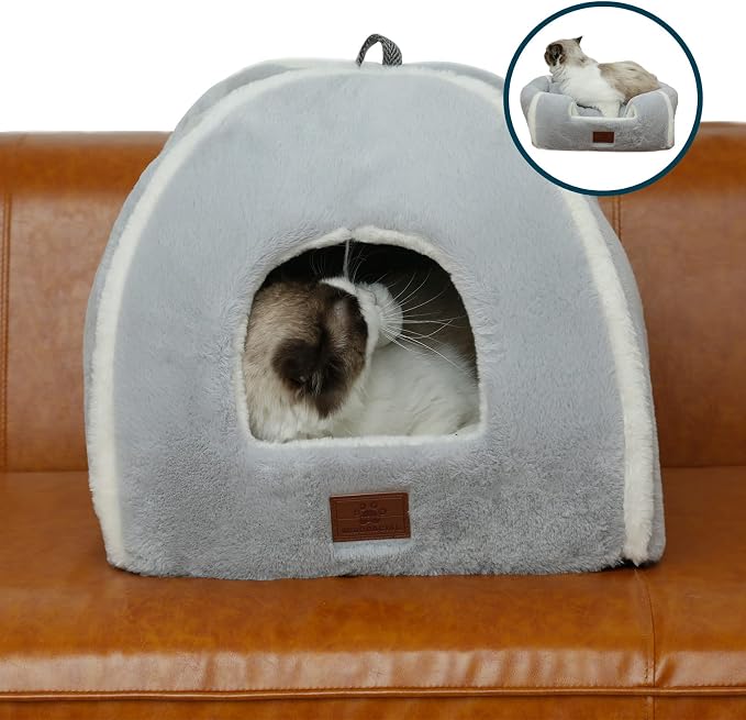 Cat Bed for Indoor Cats - Cat Cave Bed Cat House Cat Tent with Removable Washable Cushioned Pillow, Soft and Self Warming Kitten beds,Cat Beds & Furniture,for Small and Medium Pet Bed. - Image 7