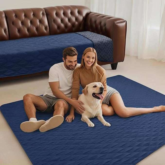 Luciphia Waterproof Couch Cover for Dogs, Non-Slip Pet Sofa Protector | Non-slip waterproof couch cover scratch-resistant machine washable protects sofa bed from spills fur, Navy Blue, 82" x 120" - Image 8