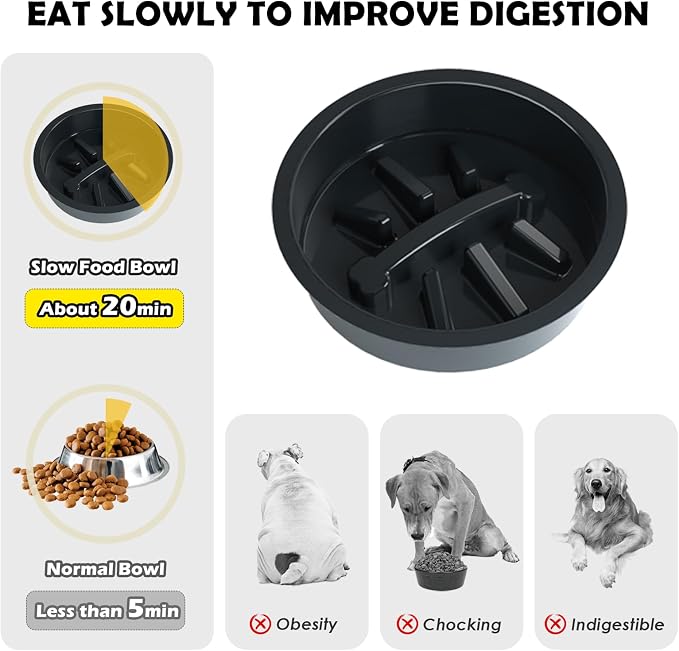 SHAINFUN Elevated Dog Bowls with Slow Feeder & Mat for Medium and Large Dogs, 12" Tall Adjustable Wooden & Metal Raised Dog Bowl Stand, 2 Stainless Steel 58oz Bowls for Food & Water - Image 8
