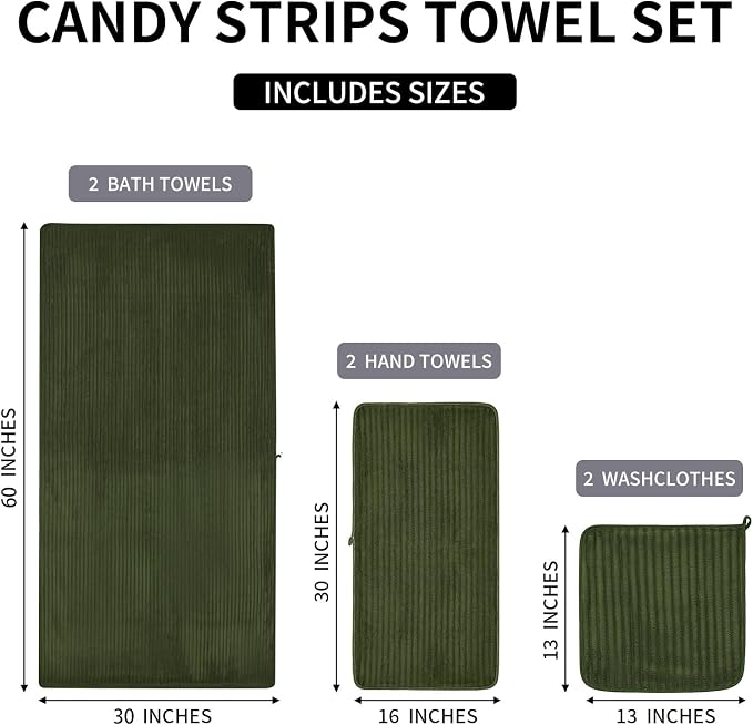 6 Piece Bath Towel Set, 30"x60" Towels, Olive Green | Microfiber,Quick dry, Highly Absorbent,shower towels for bathroom gym,2 large Bath towels,2 hand towels,2 washcloths - Image 8