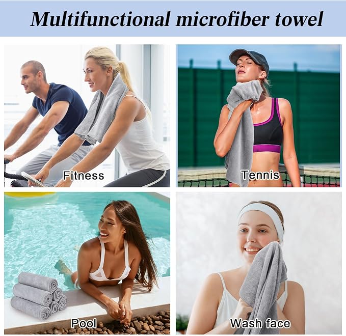 SmoothNovelty 36 Pcs Microfiber Gym Towel 16 x 28 in Bleach Proof Towels Absorbent Soft Sweat Towels Quick Dry Lightweight Towel for Hand Salon Bath Spa Hotel Pool Home Hair Care(Light Grey) - Image 7