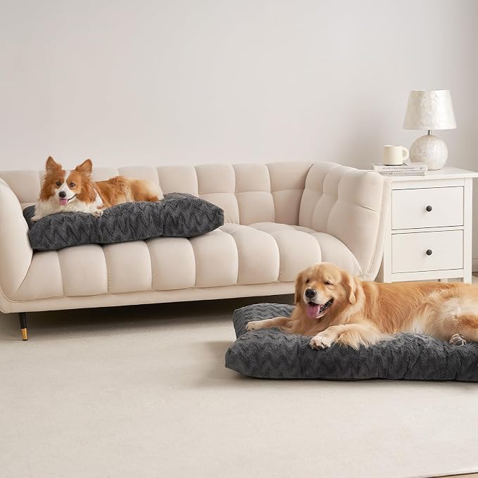 EHEYCIGA Washable Dog Bed for Crate 44x32 Inch, Anti-Slip XL Plus Kennel Pad for Extra Large Dogs Up to 85 lbs, Plush and Comfy Pet Sleeping Mat, Charcoal - Image 9