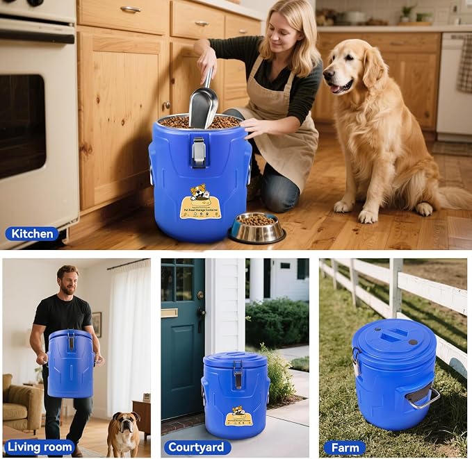 Newget 20lb Dog Food Storage Container, Stainless Steel Airtight Pet Food Storage Container and Durable Plastic Food Container, Large Metal Cat Food Container with Lid and Scoop to Keep Fresh - Image 7