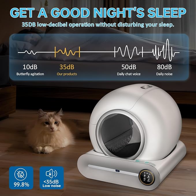 SUANPOT Self Cleaning Cat Litter Box, Automatic Robot Box for Multiple Cats, Smart Self Cleaning with Safety Protection, APP Control, Deodorization and Sterilization, Matte White - Image 6