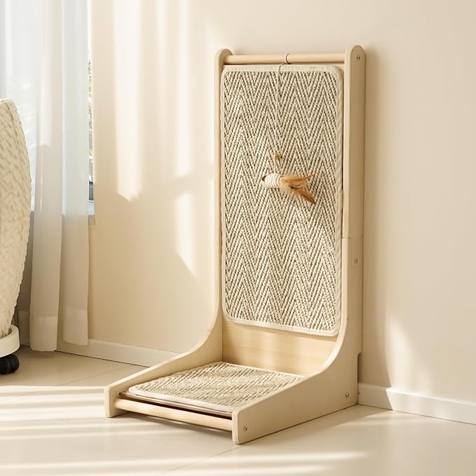 PETKARAY Cat Scratcher, Sisal Cat Scratch Pad, L Shape Scratching Board for Indoor Kitty, Floor Mounted Scratcher with Mouse Toy Catnip - Image 7