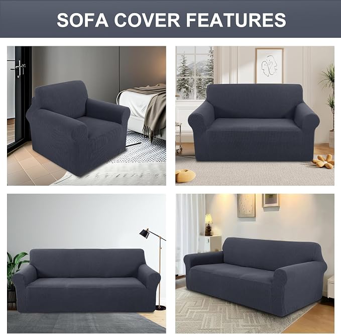 Stretch Couch Covers for Sofa Washable, Large, Dark Gray | 3seat sofa covers for 3 cushion couch, Furniture Protector Couch Slipcover cubre sillones para sala for Kids, Dogs - Image 7