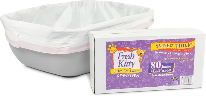 80 Count Fresh Kitty Litter Box Liners Super Thick, Durable, Easy Clean Up Jumbo Drawstring Scented Litter Pan Liners, Bags for Pet Cats - Image 8