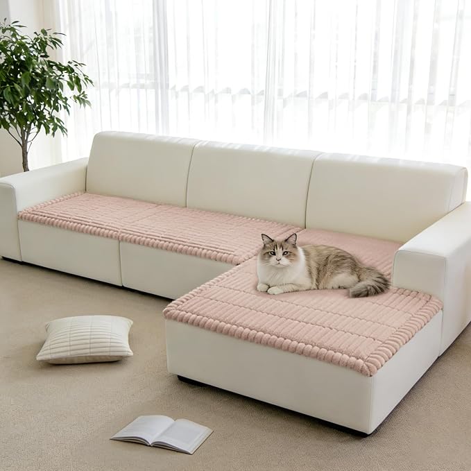 Fuzzy Pet Couch Covers for Dogs Washable, Thick Couch Covers for 2 Cushion Sofa Pet Friendly, Non Slip Plush Dog Couch Cover for for Sectional, Loveseat (Champagne, 27.6" x 59") - Image 7