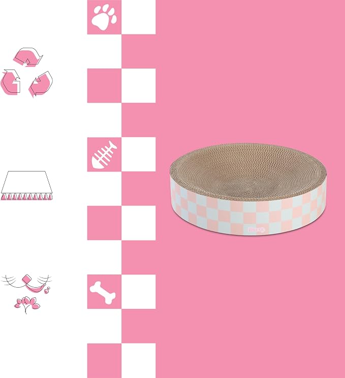 CSR1010E Nelson 20.13" Modern Cardboard Round Bowl Cat Scratcher with Catnip, Strawberry Milkshake - Image 8