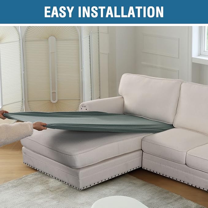 H.VERSAILTEX Sectional Couch Covers 1 Piece Chaise Slipcover L Shape Separate Cushion Couch Cover for Both Left/Right Sectional Couch (Seat Only: 1 Chaises, Sage) - Image 8