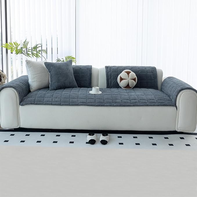 Sofa Couch Cover, Sofa Covers Washable for Dogs, Non-Slip Couch Covers for Sectional Sofa, Sofa Slipcovers for All Seasons Furniture Protector for L Shaped(Dark Grey, 27"x 59") - Image 7