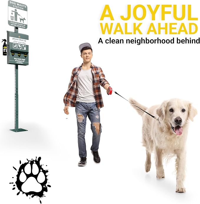 Mini Pet Waste Station - Includes 600 Dog Poop Bags - Original Glow in the Dark Dog Waste Station and Dog Poop Sign, Triple Storage Dog Poop Bag Dispenser with Hand Sanitizer Bottle - Image 9
