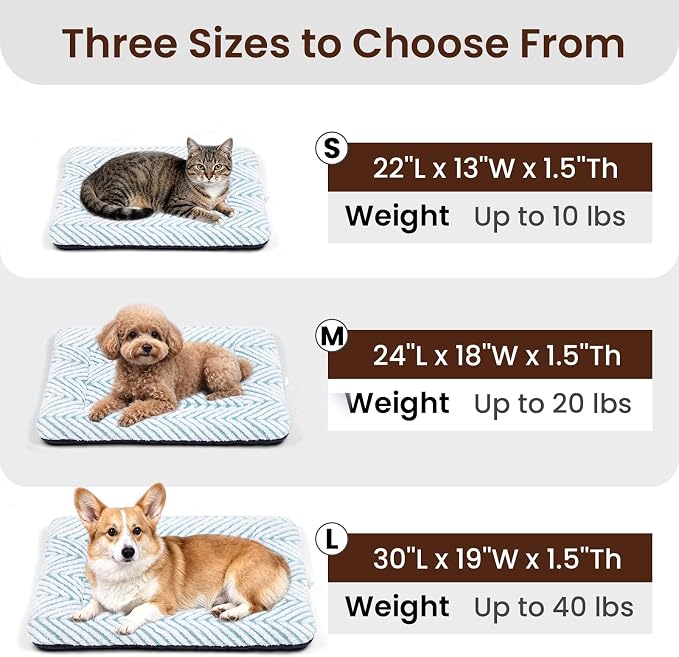 Mora Pets Cat Bed for Indoor Cats & Small Dogs Washable Flat Cat Bed Mat Soft Fluffy Dog Crate Kennel Carrier Pad with Anti-Slip Bottom for Pet Cage Travel Sleeping Chevron Blue 22 x 13 - Image 7