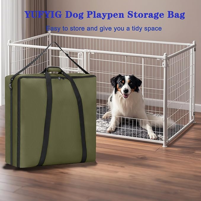 32" Dog Playpen Storage Bag, Suitable for Foldable Exercise Pet Playpens, Dog Fence Travel Bag with Handles for Camping and RV Trip, Waterproof Oxford Fabric Green - Image 5