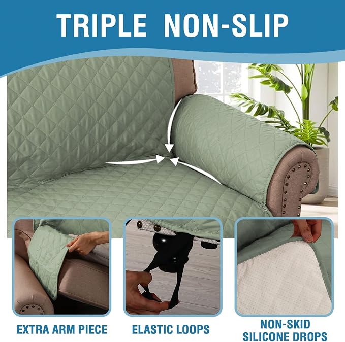 H.VERSAILTEX Sofa Cover Couch Cover for Dogs with Elastic Straps 100% Waterproof Furniture Protector for Pets Couch Cover for 3 Cushion Couch(Sofa, Pale Aqua) - Image 7