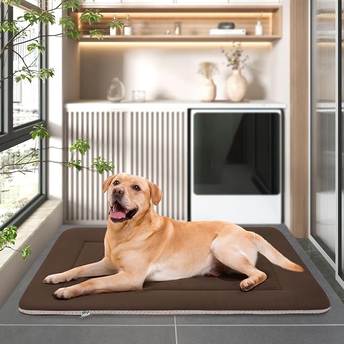 Extra Large Dog Bed Soft Dog Crate Pad Mat, 48 in Non-Slip Bottom Washable Dog Sleeping Mattress Pet Beds Cat Bed Kennel Pad, Dark Brown - Image 7