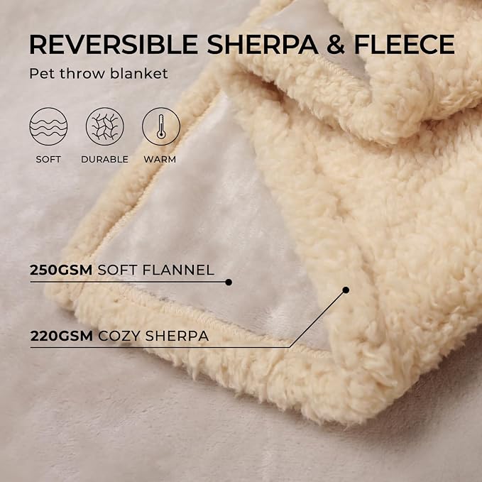 Luciphia Waterproof Pet Blanket, Liquid Pee Proof Dog Blanket for Sofa Bed Couch, Reversible Sherpa Fleece Furniture Protector Cover for Small Medium Large Dogs Cats, Dark White Queen Size(90" x 82") - Image 9