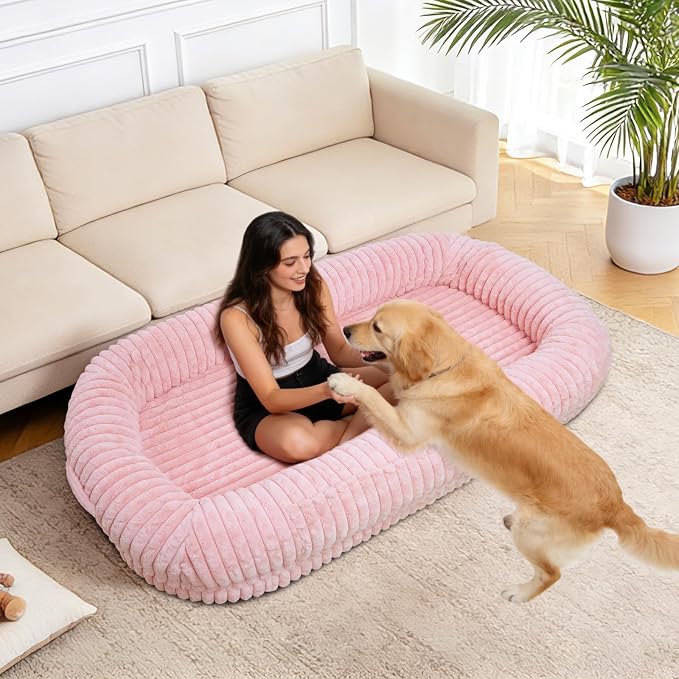 Human Dog Bed for Adult,Large Dog Bed 70"x38"x10" | Orthopedic Washable XL Dog Bed with Memory Foam (Pink) - Image 7