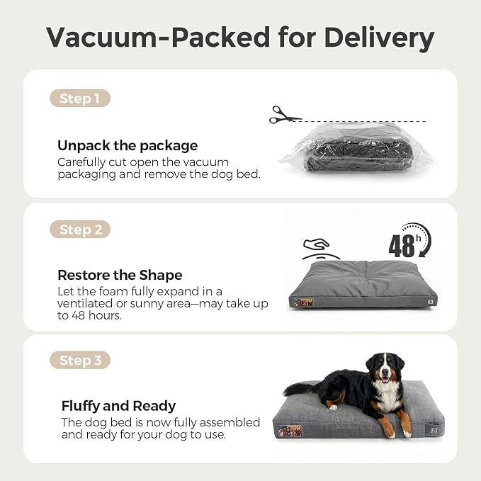 Sytopia 47 Inch Durable Indestructible Dog Beds for XXL Dogs, Chew Proof Waterproof Pet Crate Pad with Machine Washable Removable Cover, Great for Indoor, Outdoor, Crate, Patio Use, Grey - Image 8
