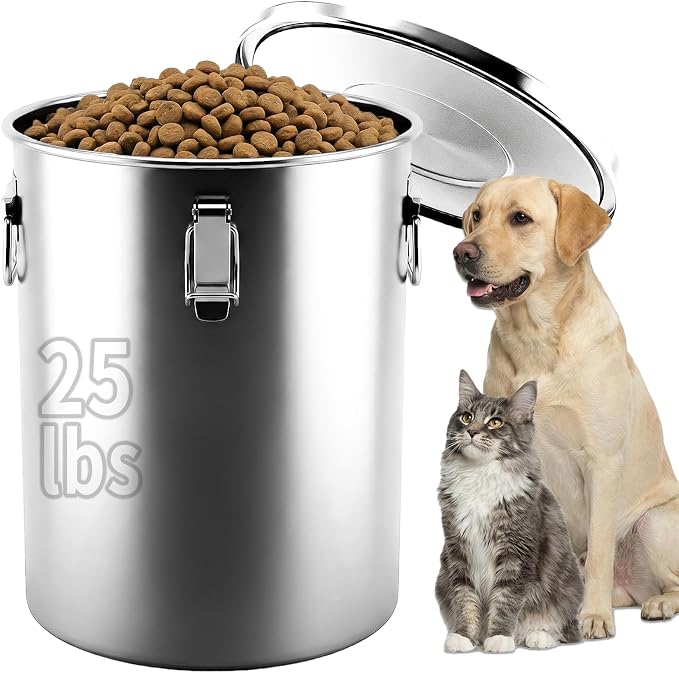 304 Stainless Steel Dog Food Storage Container, 25LB/30LB Airtight Pet Food Container with Locking Lid & Silicone Seal, Large Metal Food Storage Bin for Dry Dog/Cat Food, Rice, Flour (25 LBS) - Image 9