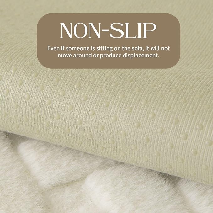 Waterproof Dog Bed Cover Non Slip Couch Cover for Dogs Washable Soft Faux Fur Sofa Cover Couch Covers for 3 Cushion Couch Sofa Pet Friendly (Off White, 22.5x22.5(2pc)) - Image 6