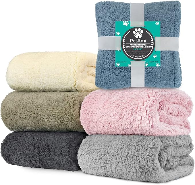 PetAmi Fluffy Waterproof Dog Blanket for Couch and Bed, Reversible Sherpa Pet Throw, Pee Proof Furniture Protector Sofa Cover, Washable Cat Blanket for Small Medium Dogs and Cats (Beige Cream, 29x40) - Image 9