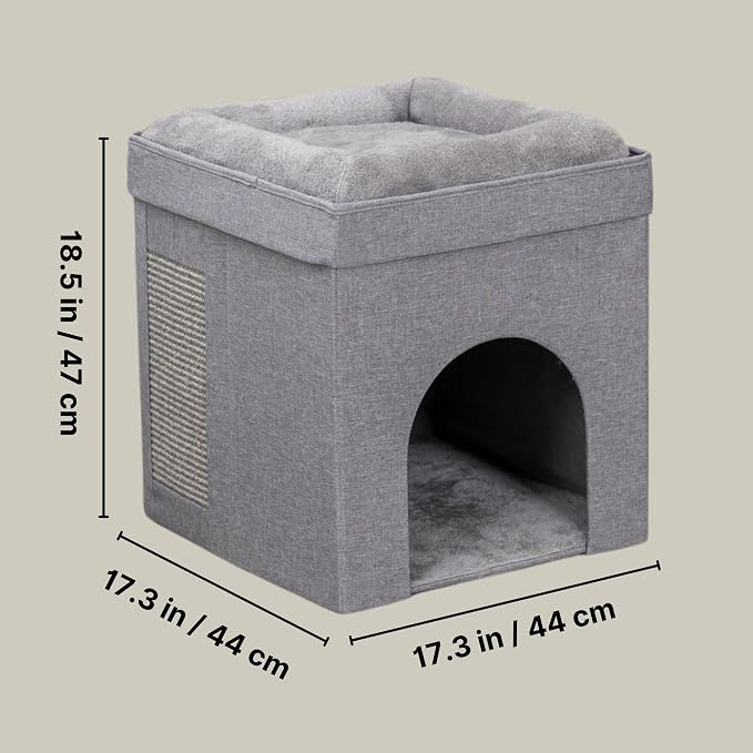 Trixie Crazy Cube Stackable Cat Condos, Gray, 1-Story | Indoor Cat Furniture, Hideaway Cave, Sisal Scratching Pads, Thick Padded Bed - Image 7