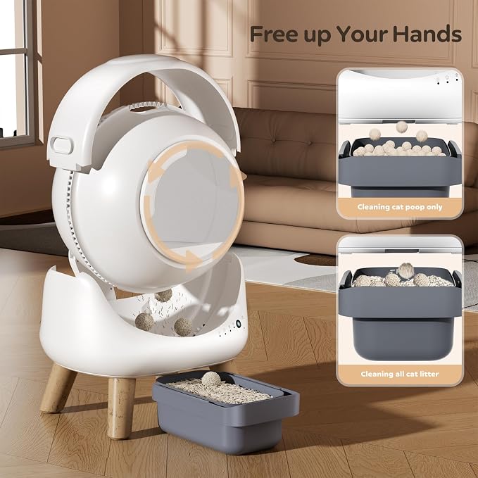 Automatic Litter Box, Self Cleaning Litter Box for Multiple Cats with App Control, Dual Safety Protection, Odor-Free Waste Disposal, Includes Trash Bags, White - Image 8