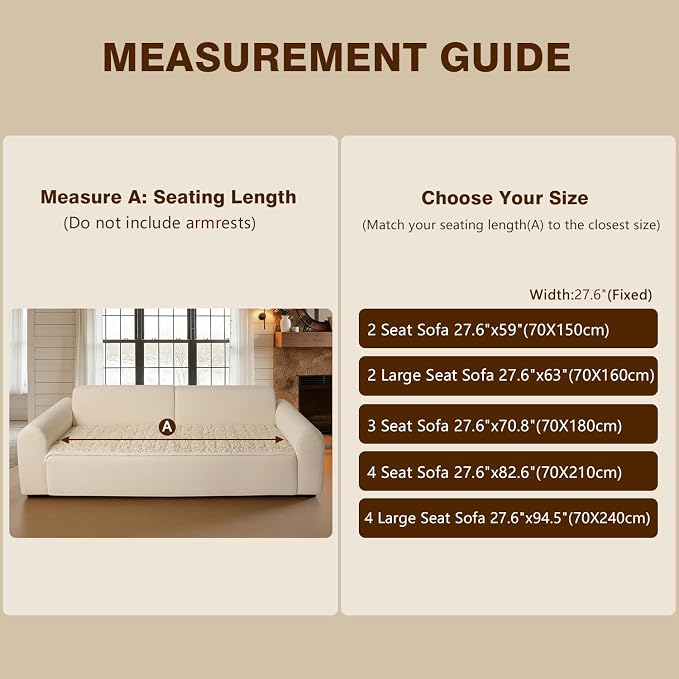 OHSIO Couch Cover for Pets, Washable Non-Slip Sofa Cover Pet Friendly, Soft Fuzzy Teddy Fleece Sofa Slipcover for 2-3 Cushion Sofa Furniture Protector (Ivory, 27.6" x 63") - Image 9