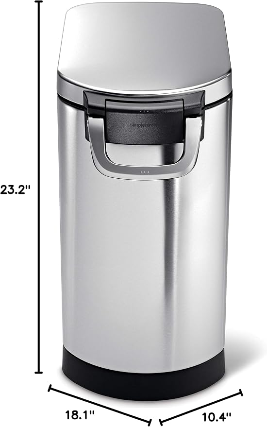 simplehuman Large Pet Food Storage Container, Holds 30-35 lb / 14-16 kg of Dry Dog Food, Cat Food, or Bird Seed, Airtight Lock-Tight Lid with Magnetic Scoop, BPA-Free, Brushed Stainless Steel - Image 9