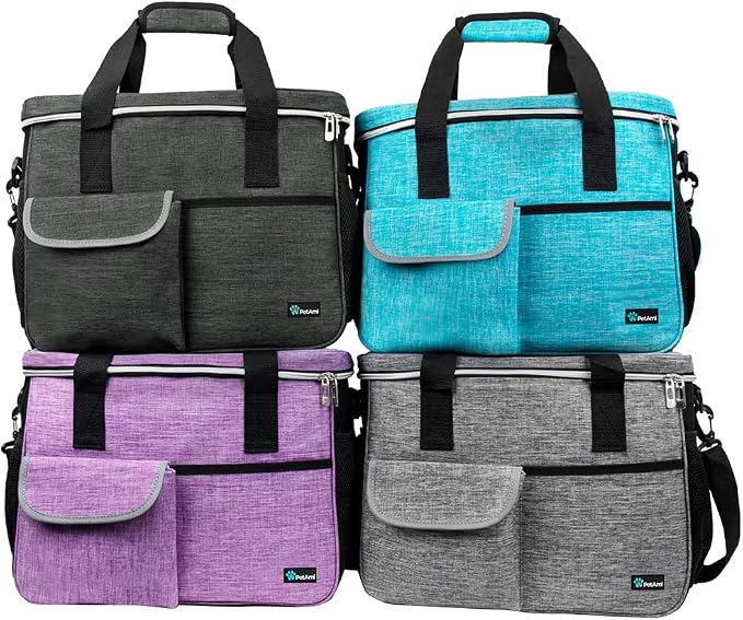 PetAmi Dog Travel Bag Organizer, Pet Travel Kit with 2 Food Containers & 2 Collapsible Dog Bowls, Pet Supplies Tote with Luggage Sleeve, Weekend Road Trip Camping Essentials, Gray, Large - Image 7