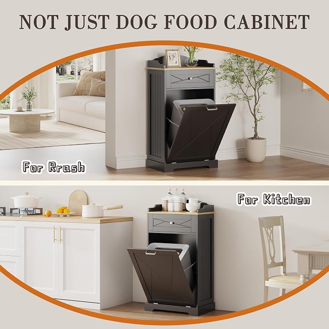 kepptory Dog Feeding Station with Storage Drawer, Pet Organizers and Storage Adjustable Shelf, Dog Feeder Station, Pet Storage Cabinet for Cats and Dogs - Image 6