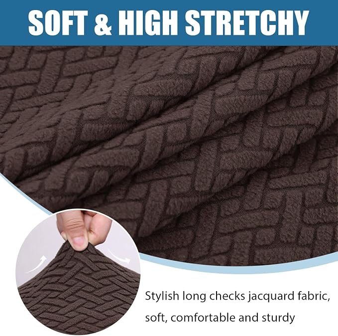 Smiry Waterproof Couch Cushion Covers, Non Slip Seat Cushion Covers | Stretch Jacquard Chaise Lounge Sofa Slipcover, Washable Elastic Furniture Protector for Pets, Back Cover M, Chocolate - Image 7