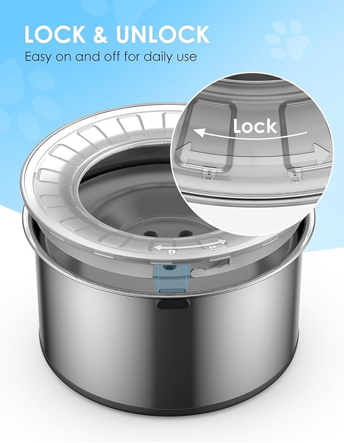 Heouvo 1 Gallon No Spill Dog Water Bowl with Slow Drink Floating Disk(Gray) | Splash-Proof Lid + Stainless Steel Bowl/Rubber Bottom/Slobber Stopper Water Bowl for Large Sloppy Messy Drinkers Reduce Mess - Image 6