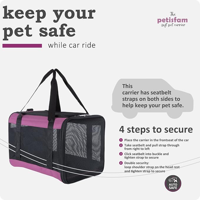 Soft Pet Carrier for Large and Medium Cats, 2 Kitties, Small Dogs. Easy to Get Cat in, Great for Cats that Don't Like Carriers (Viva Magenta) - Image 6