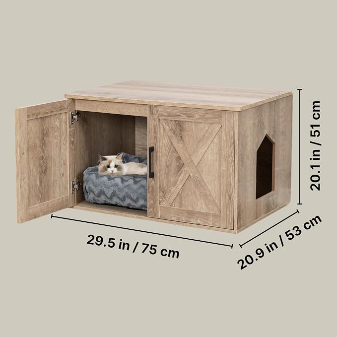 TRIXIE XL Farmhouse Litter Box Enclosure (Graywash), Hidden Litter Box for Cats in Farmhouse-Style, Openings on Either Ends, Large Ventilations Slots, Double Doors for Easy Cleaning, Removable Divider - Image 7