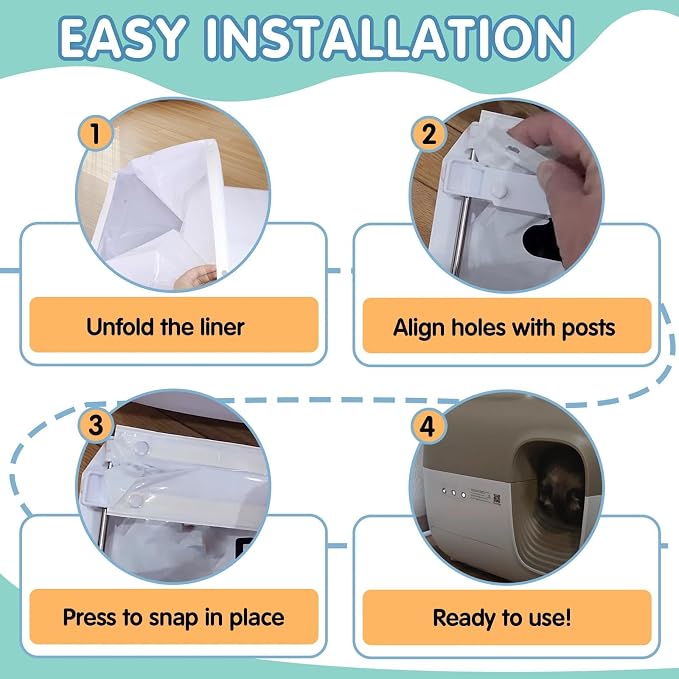 100Pcs Cat Litter Box Liners for PetSnowy SNOW+ Automatic Cat Litter Box, Tear & Leak Resistant Self-Sealing Waste Drawer Liner Bags - Image 7