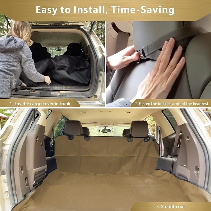 F-color SUV Cargo Liner for Dogs - Heavy Duty Cargo Cover for Mid-Size SUVs | Water Resistant, Bumper Flap, Non-Slip Mat, Car Trunk Dog Car Seat Cover Prevents Scratches Pet Hair Mud Dirt for Sedans Vans - Image 7