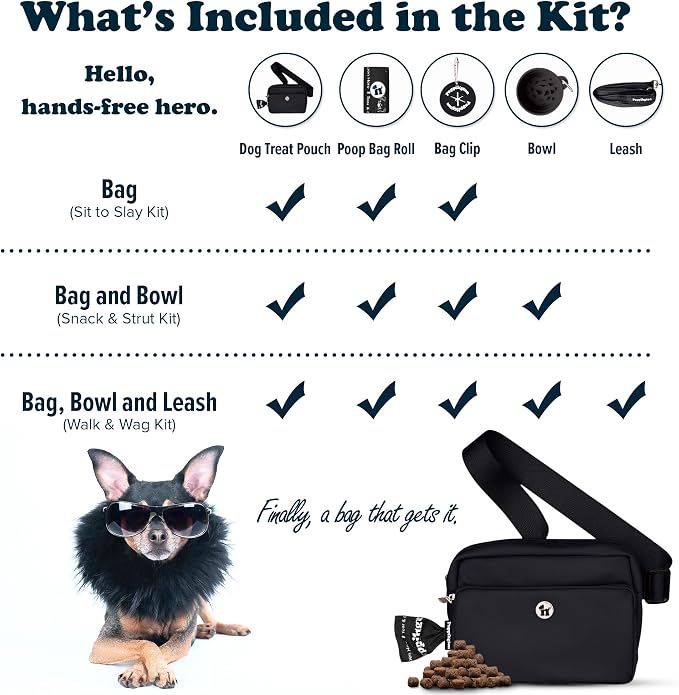 Puppington 3-in-1 Crossbody Dog Treat Pouch for Pet Training - Compostable Poop Bags, Built-In Poop Bag Dispenser, Slow-Feeding Travel Dog Bowl & Reflective Leash - Dog Walking Bag (Onyx Black) - Image 9