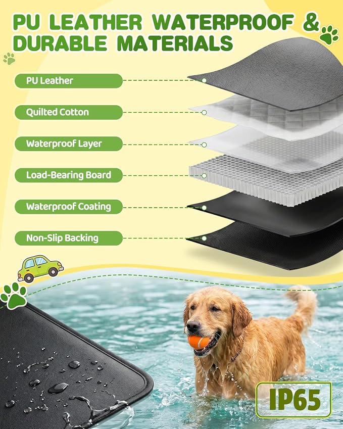 Dog Car Seat Cover, 600D Heavy Dute Car Seat Cover for Dogs Pets,100% Waterproof Anti-Scratch Nonslip Dog Hammock for Cars, Seat Covers Protector with SeatBelt for Sedan SUV Truck XLPRO Hard LEA-Dark - Image 7
